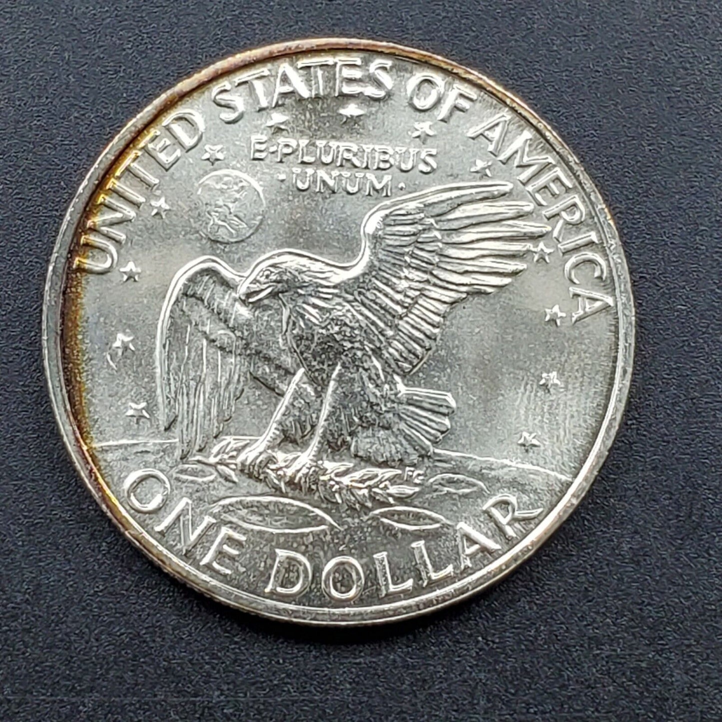 1972 S Eisenhower 40% Silver GEM BU Dollar Coin Monster Amber Rainbow Toning PQ*