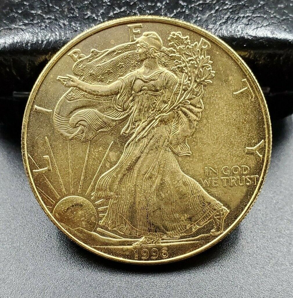 1996 24K Gold Plated American 1oz .999 Silver Eagle Coin Choice BU Condition