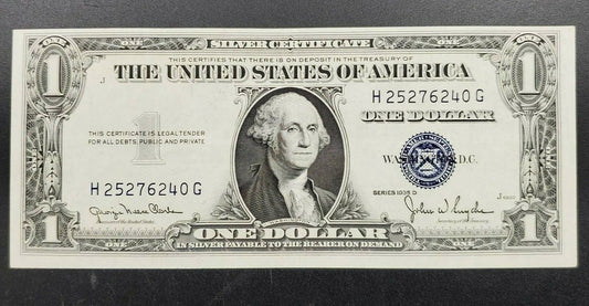 1935 D $1 Silver Certificate Blue Seal CH XF / AU Narrow Margin REV Variety