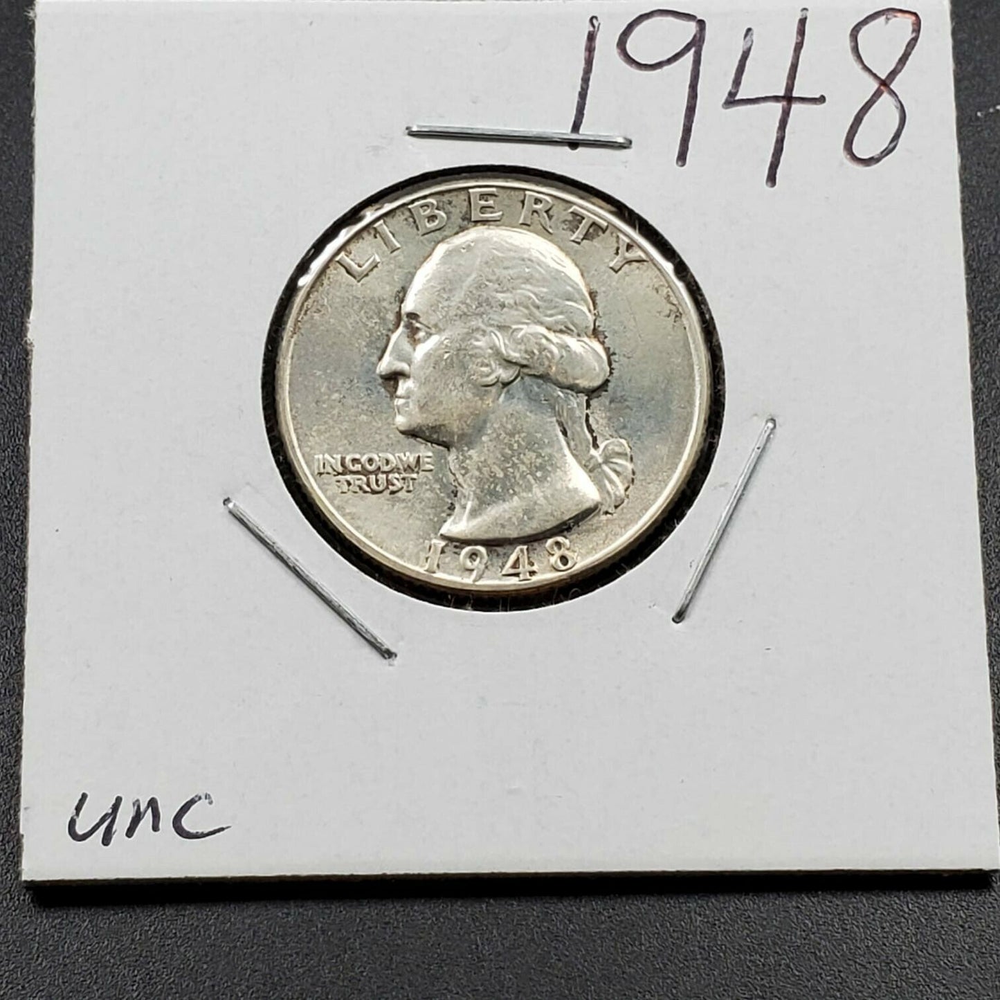 1948 P Washington Silver Quarter Coin CHOICE UNCIRCULATED BU TONED