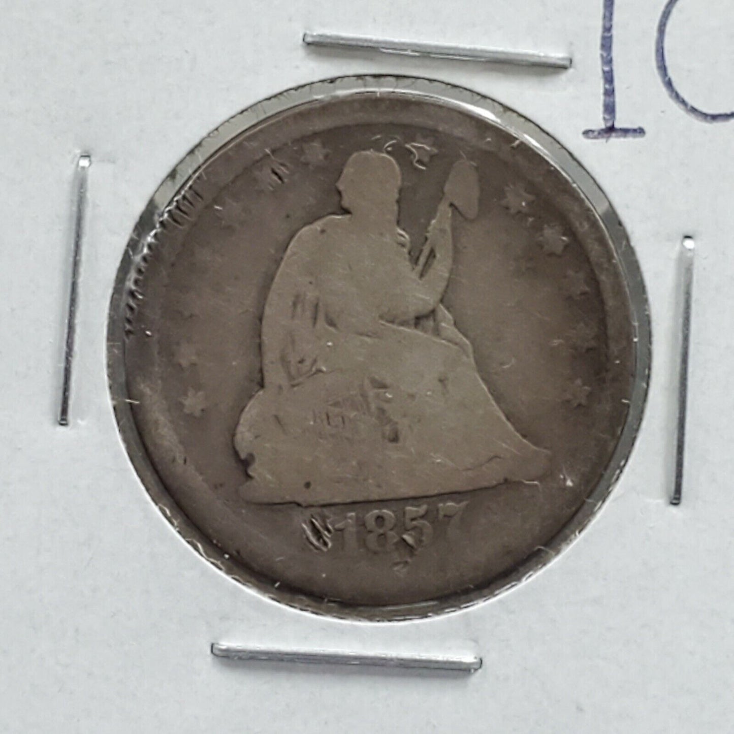 1857 P Seated Liberty Silver Quarter Coin Choice Circulated Condition