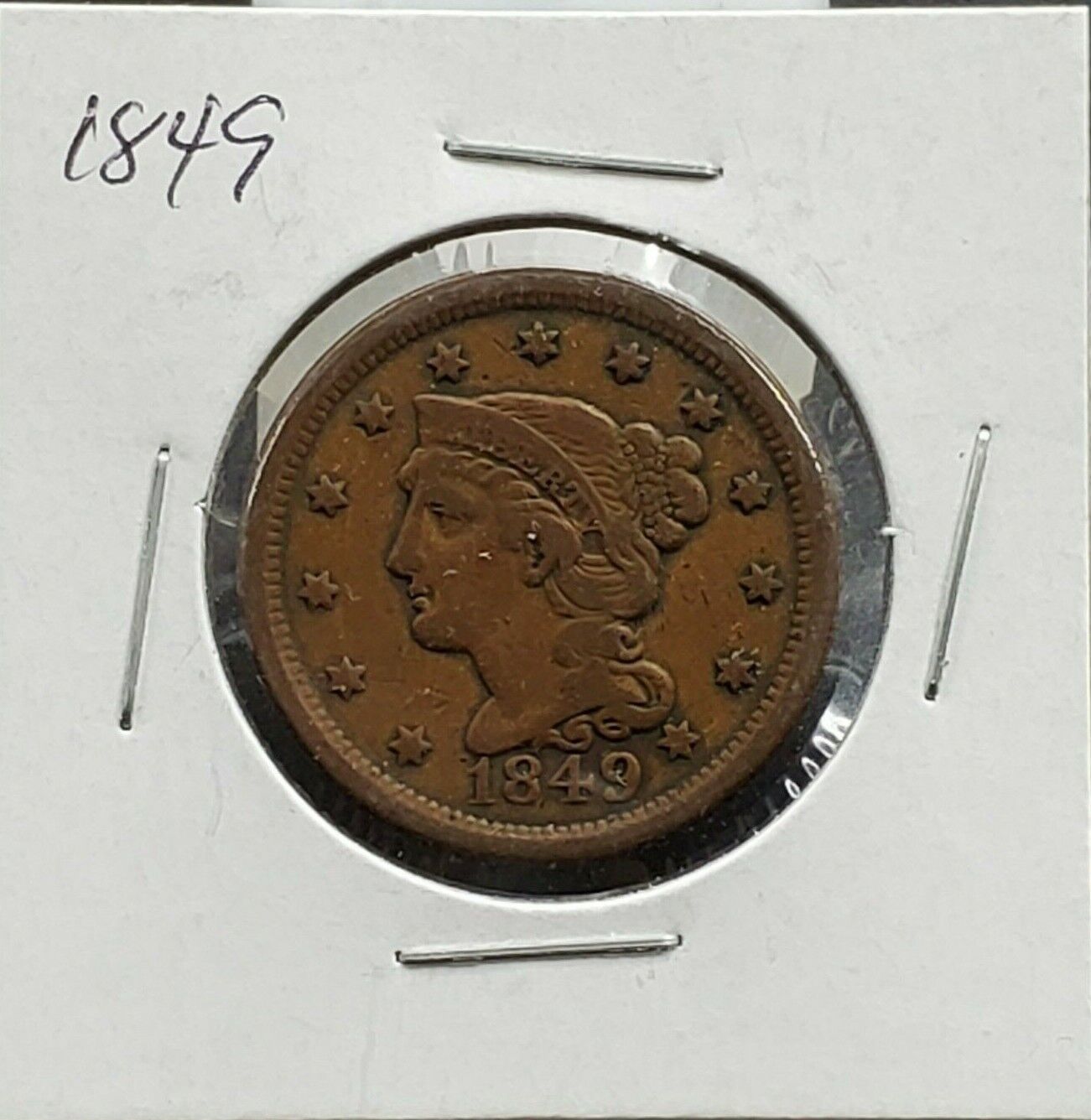 1849 Braided Classic Liberty Head US Large Cent 1c CHOICE VF VERY FINE Circulate