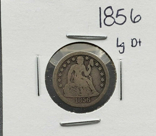 1856 P Liberty Seated Dime Silver Coin LG Large Date Variety G Good Circulated