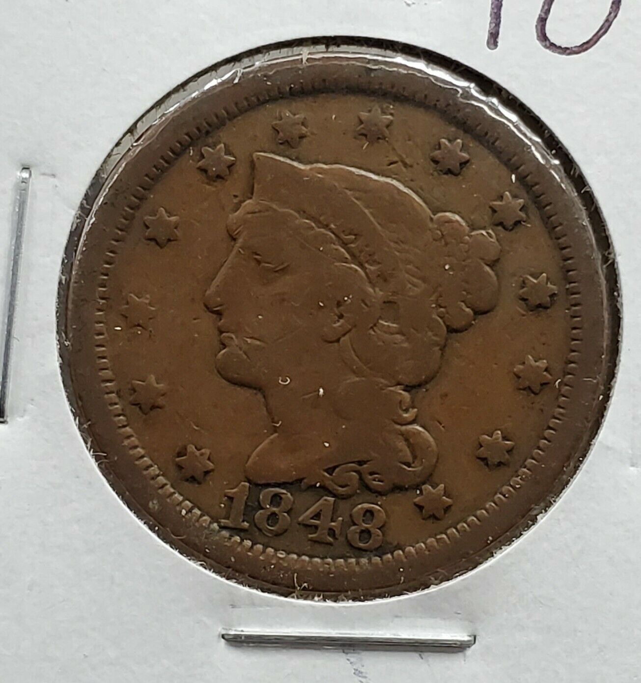 1848 Braided Classic Liberty Head US Large Cent 1c CHOICE F FINE Circulated