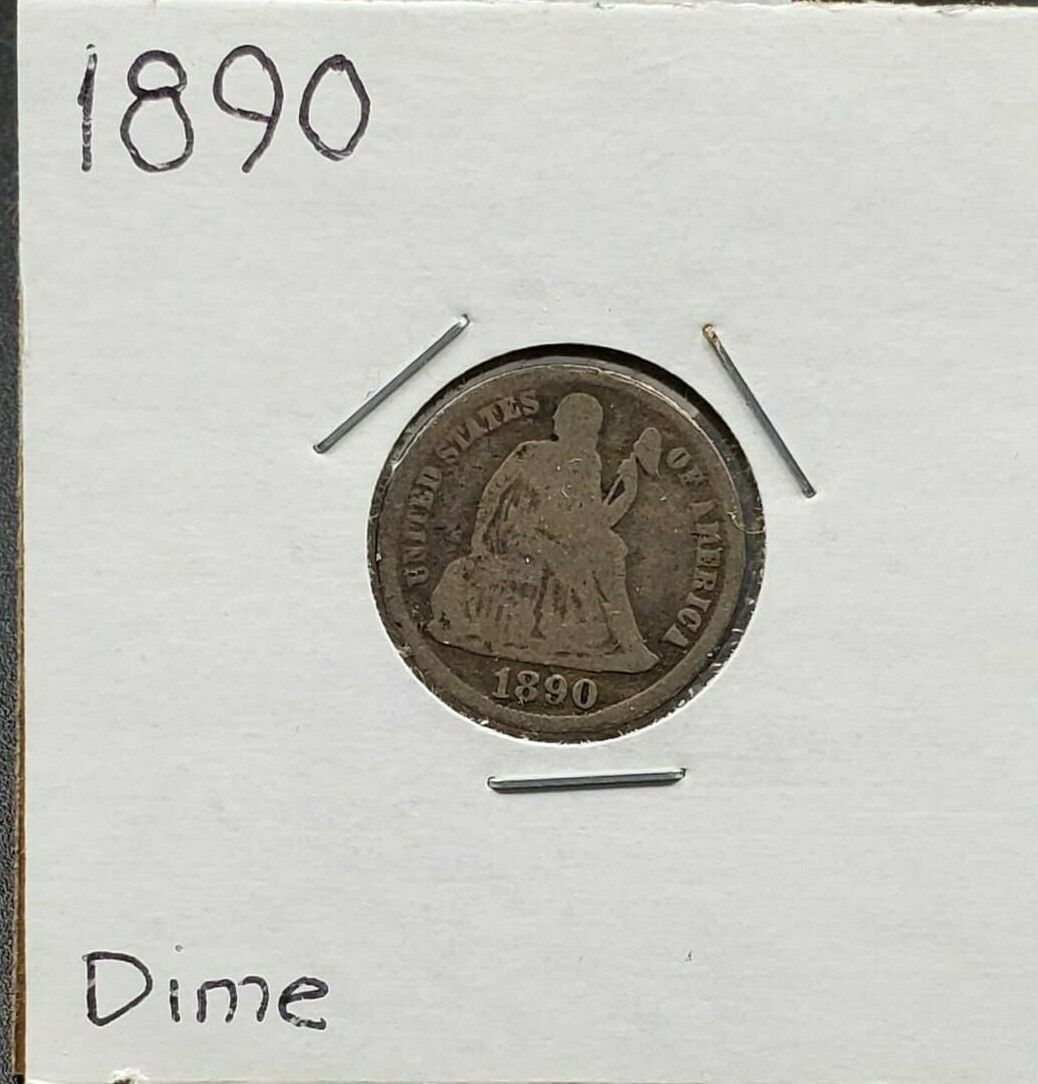 1890 Liberty Seated Silver Dime Coin Choice Circulated Condition