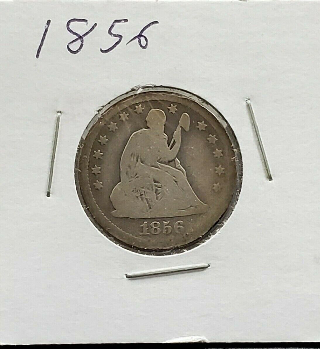 1856 P Seated Liberty Silver Quarter Coin Choice Circulated Condition