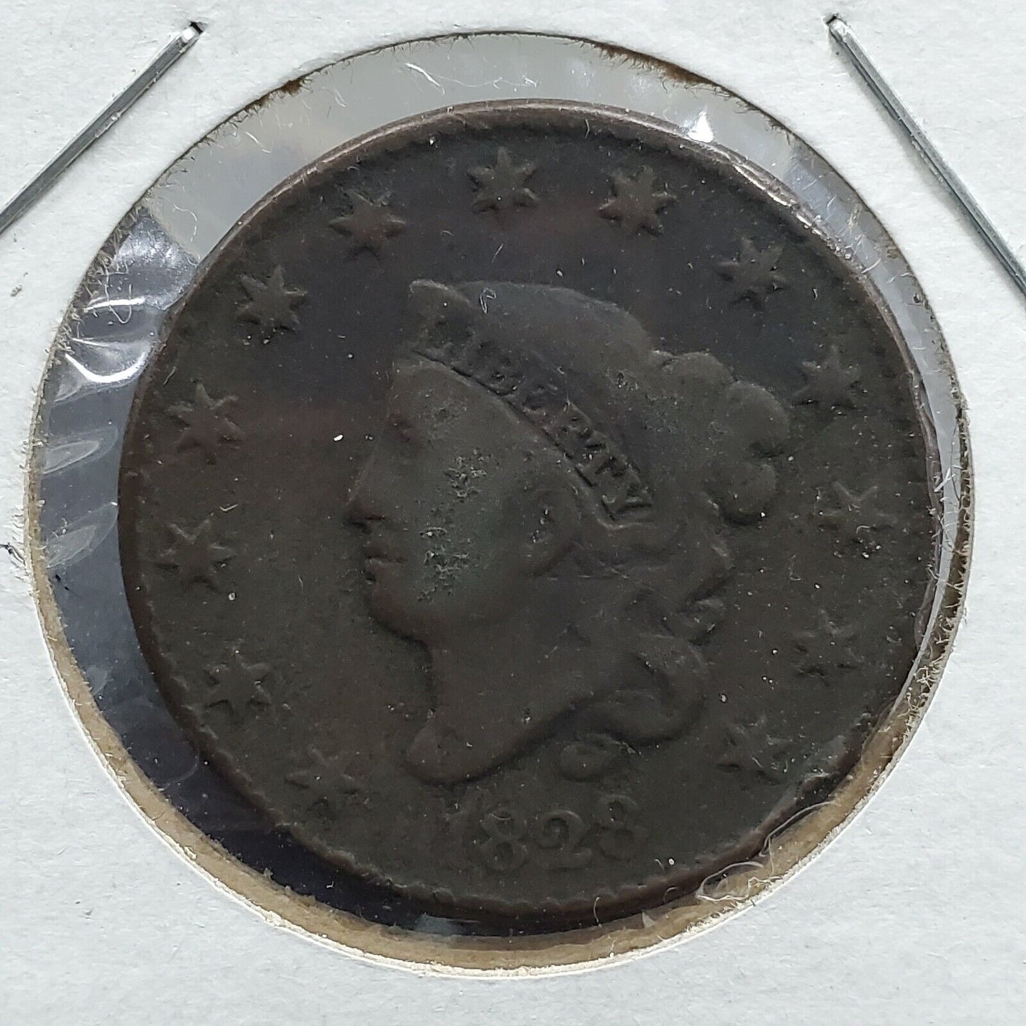 1828 Coronet Liberty Head US Large Cent 1c VF DETAILS Circulated Condition
