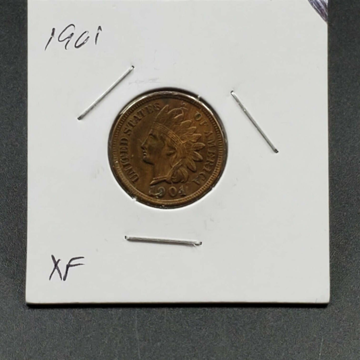 1901 Indian Head Cent Coin AU About Uncirculated Quest Color