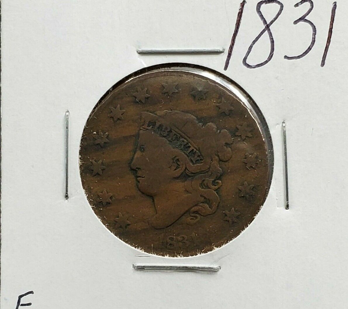 1831 Coronet Liberty Head US Large Cent 1c Choice VG / Fine Circulated Condition
