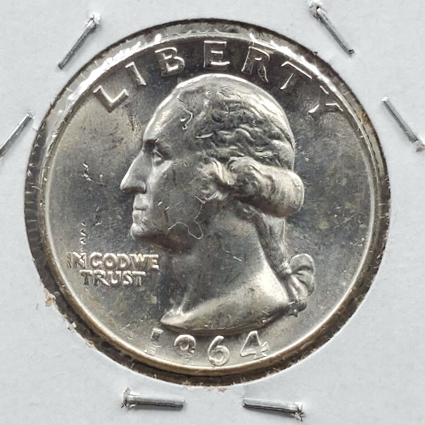 Speared Eagle Head Die Crack 1964 P Silver Washington 25c Quarter Variety CH BU