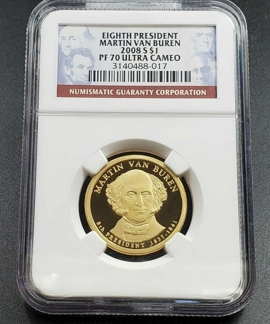 2008 S Martin Van Buren Presidential Dollar Coin NGC PF70 UCAM