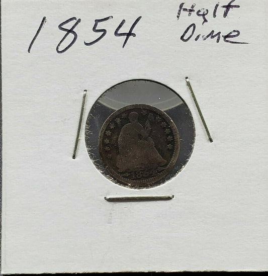 1854 Liberty Seated Half Dime Silver Coin Circulated condition High Date Variety