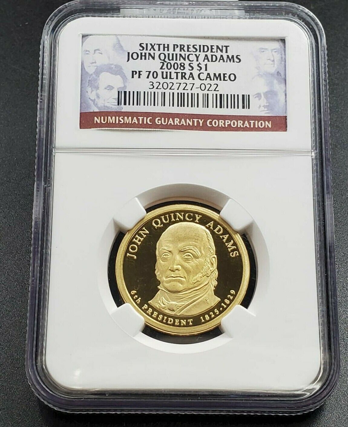 2008 S John Quincy Adams Presidential Dollar Coin NGC PF70 UCAM