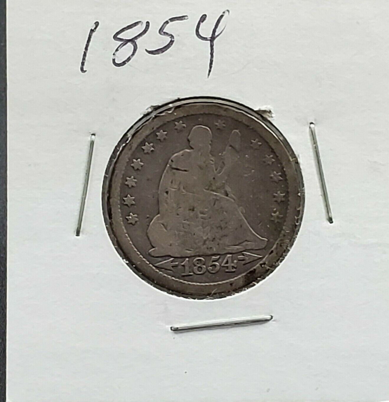 1854 Seated Liberty Silver Quarter Coin Choice VG Very Good Circulated W Arrows