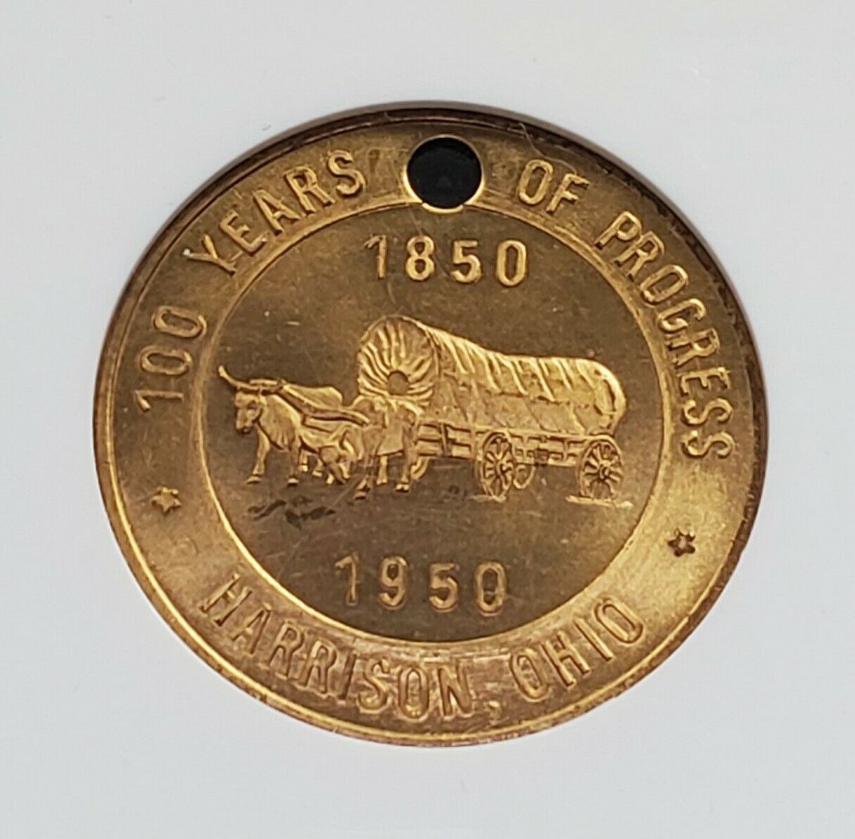 1850 - 1950 Hamilton County Harrison City Ohio Centennial Medal NGC MS65