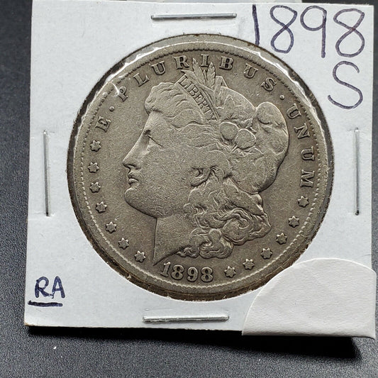 1898 S Morgan Silver Dollar Average VF Very Fine Circulated Nice Coin