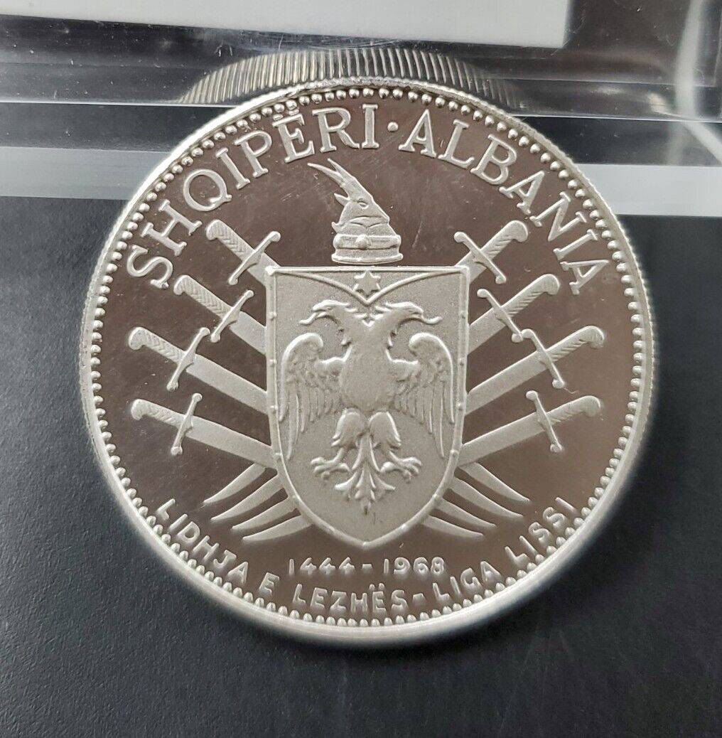 1970 Albania 5 LEKE Proof Silver Coin Choice Proof LOW 500 COIN MINTAGE