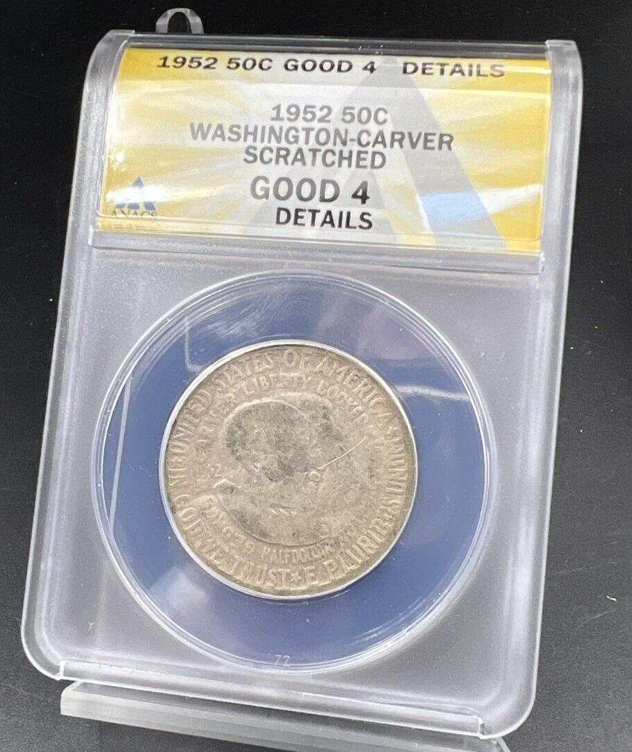 1952 P George Washington Carver Silver 50c Half Dollar Good 4 Details Circ