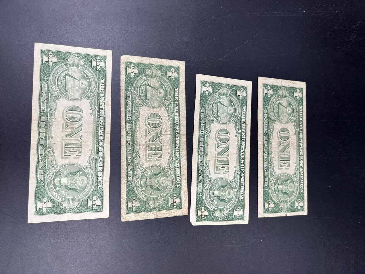Lot of 4 1935 $1 Silver Certificate Blue Seal Circ US Currency Neat Serial #s