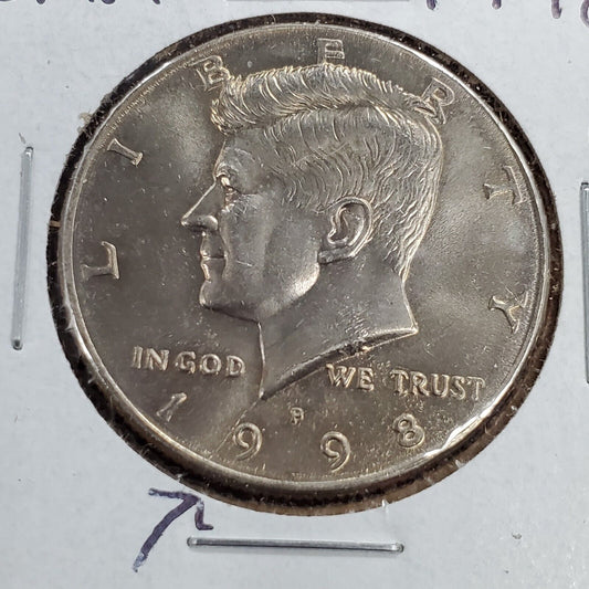 1998 P Kennedy Half Dollar Coin Die Crack Variety UNC