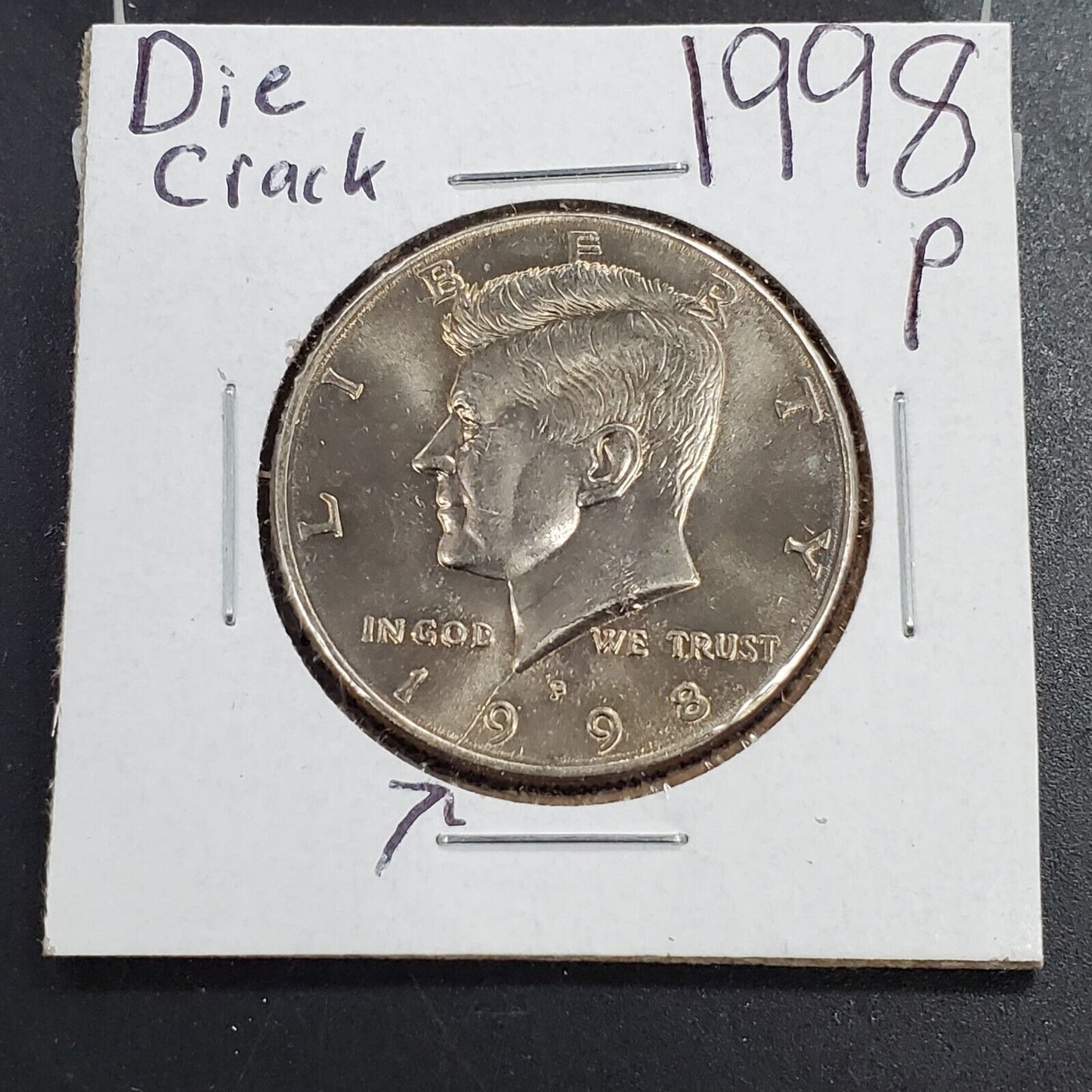 1998 P Kennedy Half Dollar Coin Die Crack Variety UNC