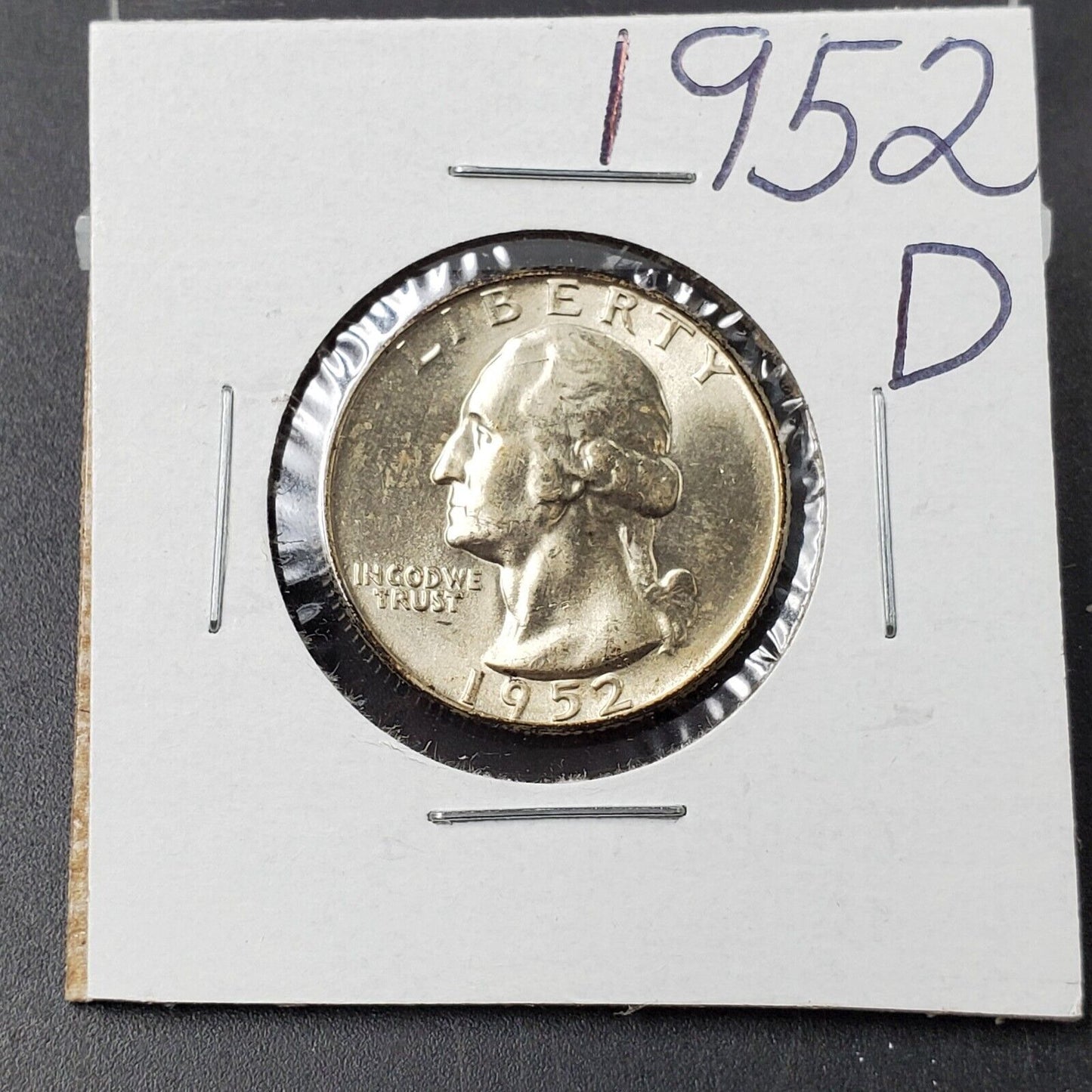 1952 D 25C Washington Quarter Silver Coin BU UNC