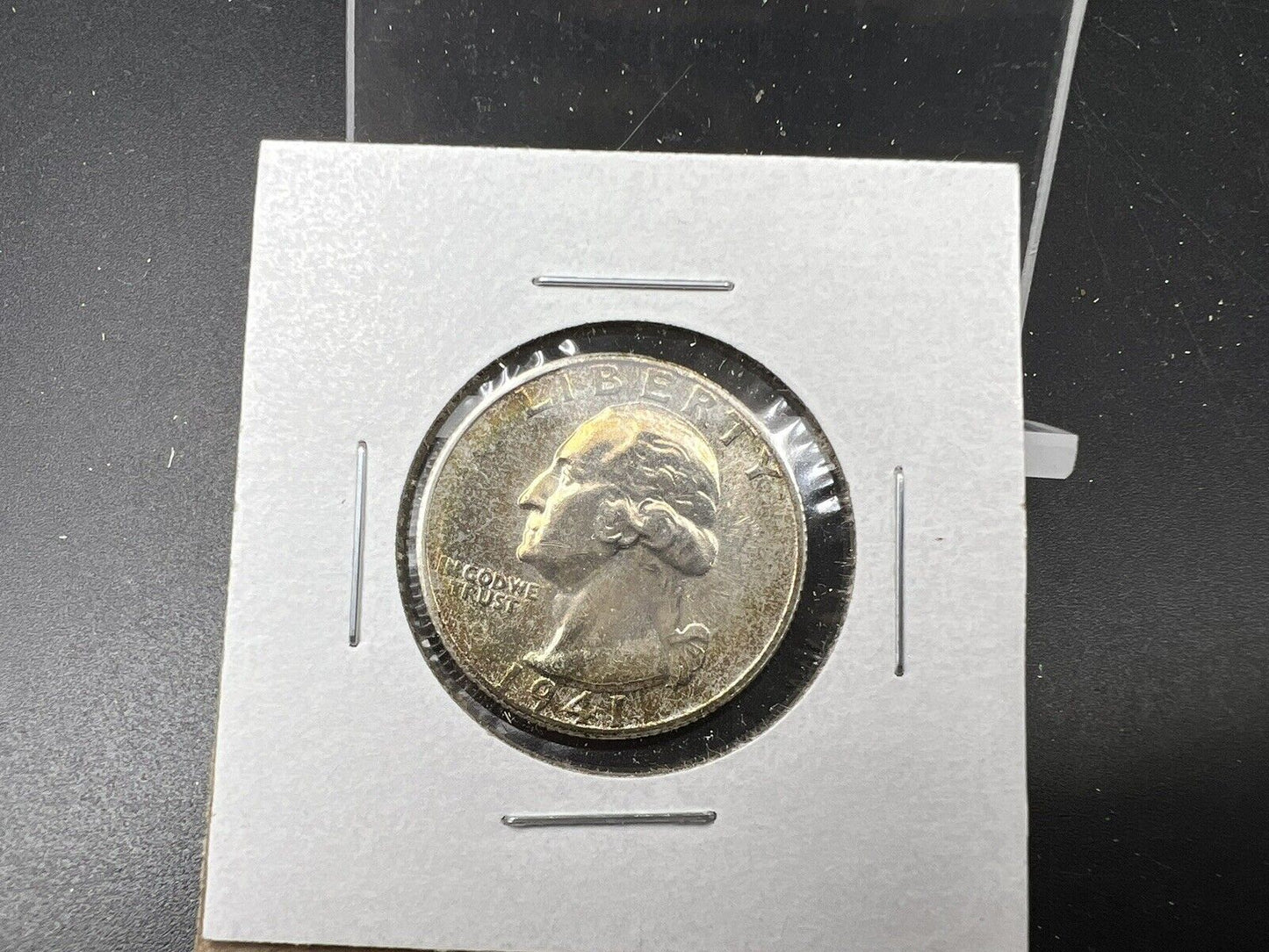 1941 S Washington Quarter Coin Nice Toning Toner OBV BU UNC Die Crack on Bust