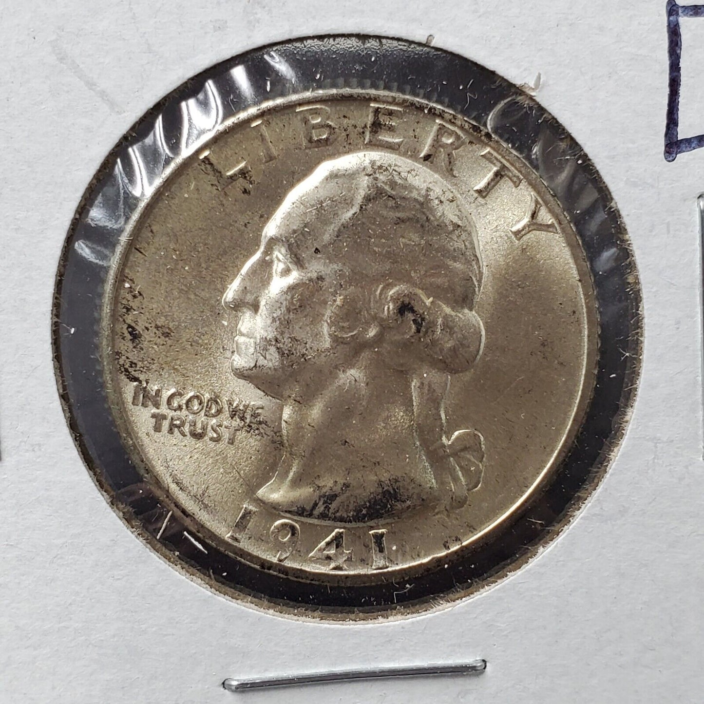 1941 D Washington Silver Quarter Coin BU UNC Some Toning