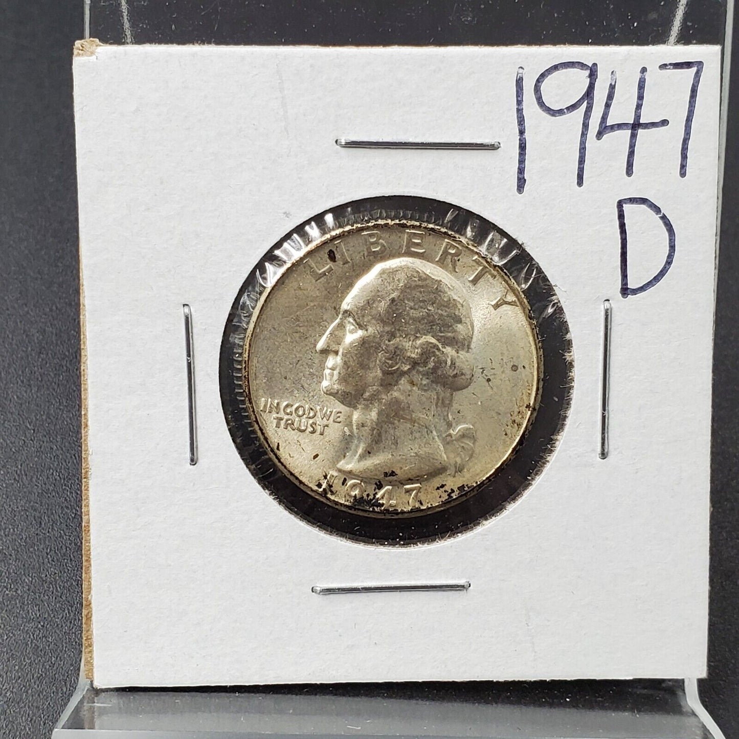 1947 D Washington Silver Quarter Coin BU UNC Uncirculated Neat Toning