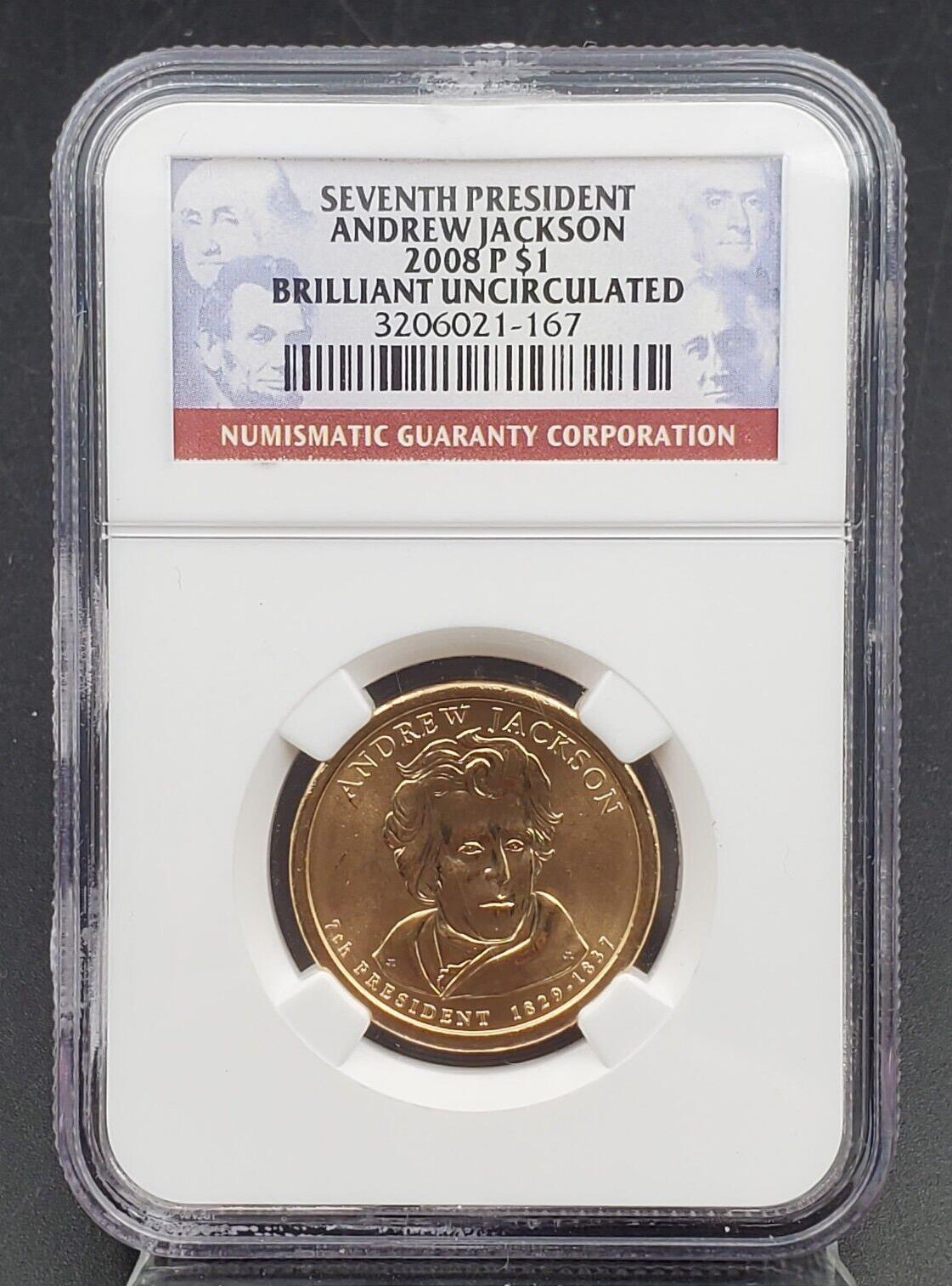 2008 P Andrew Jackson Presidential Dollar Coin NGC Brilliant Uncirculated