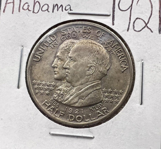 1921 50c Alabama Classic Commemorative Silver Half Dollar Coin BU UNC Toned
