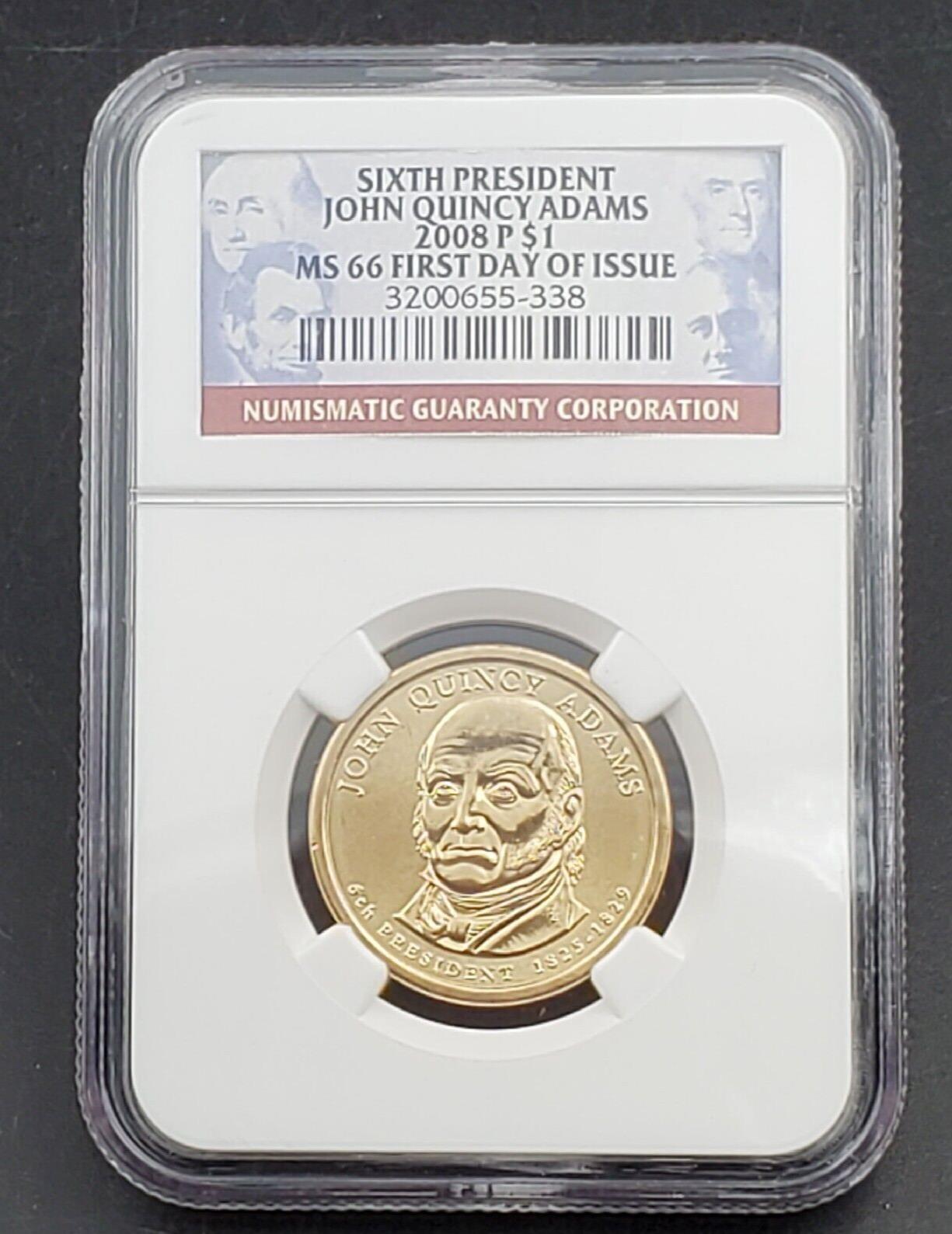 2008 P John Quincy Adams Presidential Dollar Coin MS66 First Day of Issue