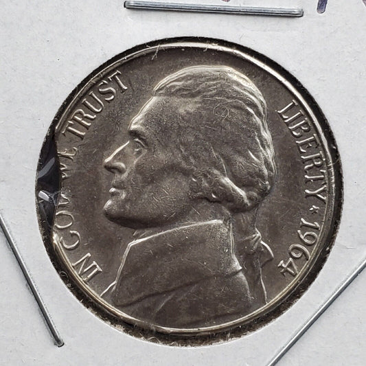 1964 D Jefferson Nickel 5c Clipped Planchet Error BU UNC