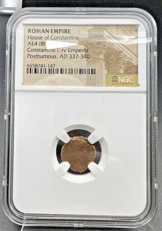 ROMAN EMPIRE House AE4 BI Nummus Constantine 1 AD 337-340 Emperor Posthumous NGC