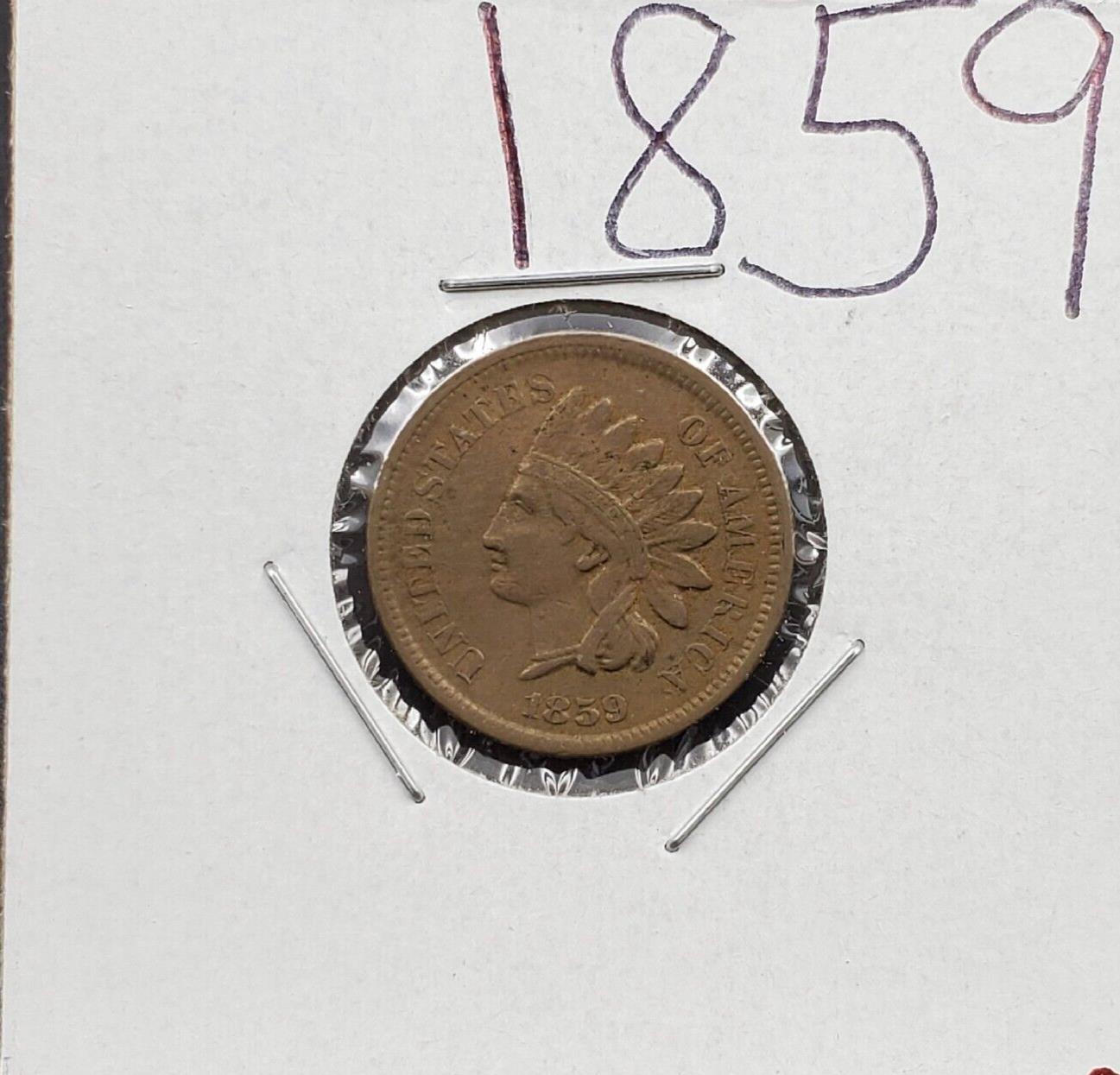 1859 P 1c Indian Small Cent Penny Coin VF Very Fine Circ