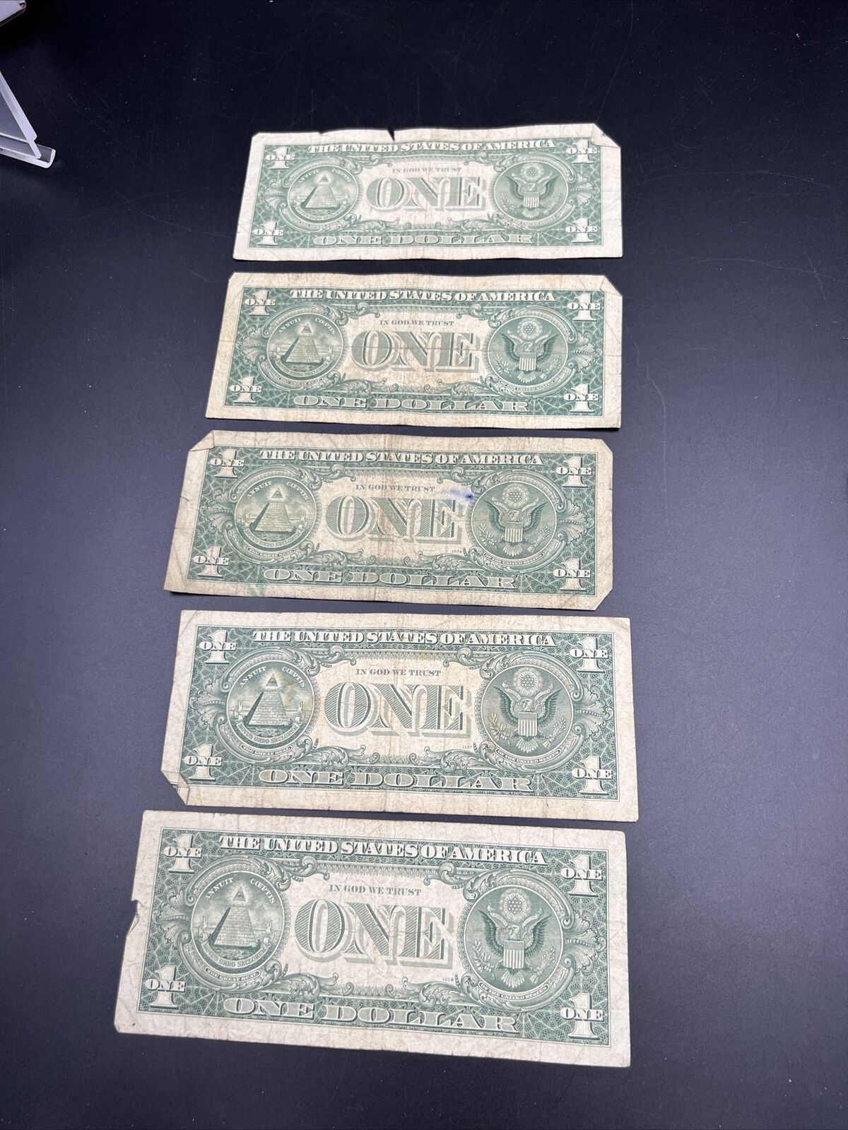5 Note lot 1963 B $1 Barr Signature Federal Reserve Note FRN Green Seal Cull- VG