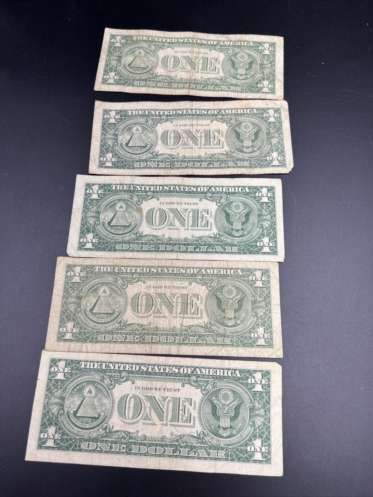 5 Note lot 1963 B $1 Barr Signature Federal Reserve Note FRN Green Seal G - VG 2