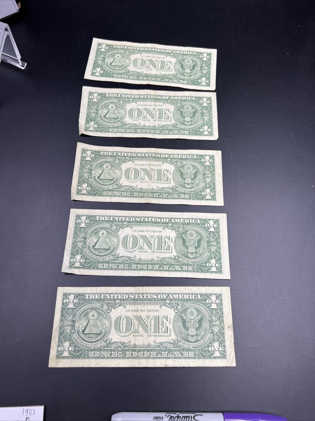 5 Note lot 1963 B $1 Barr Signature Federal Reserve Note FRN Green Seal VG +