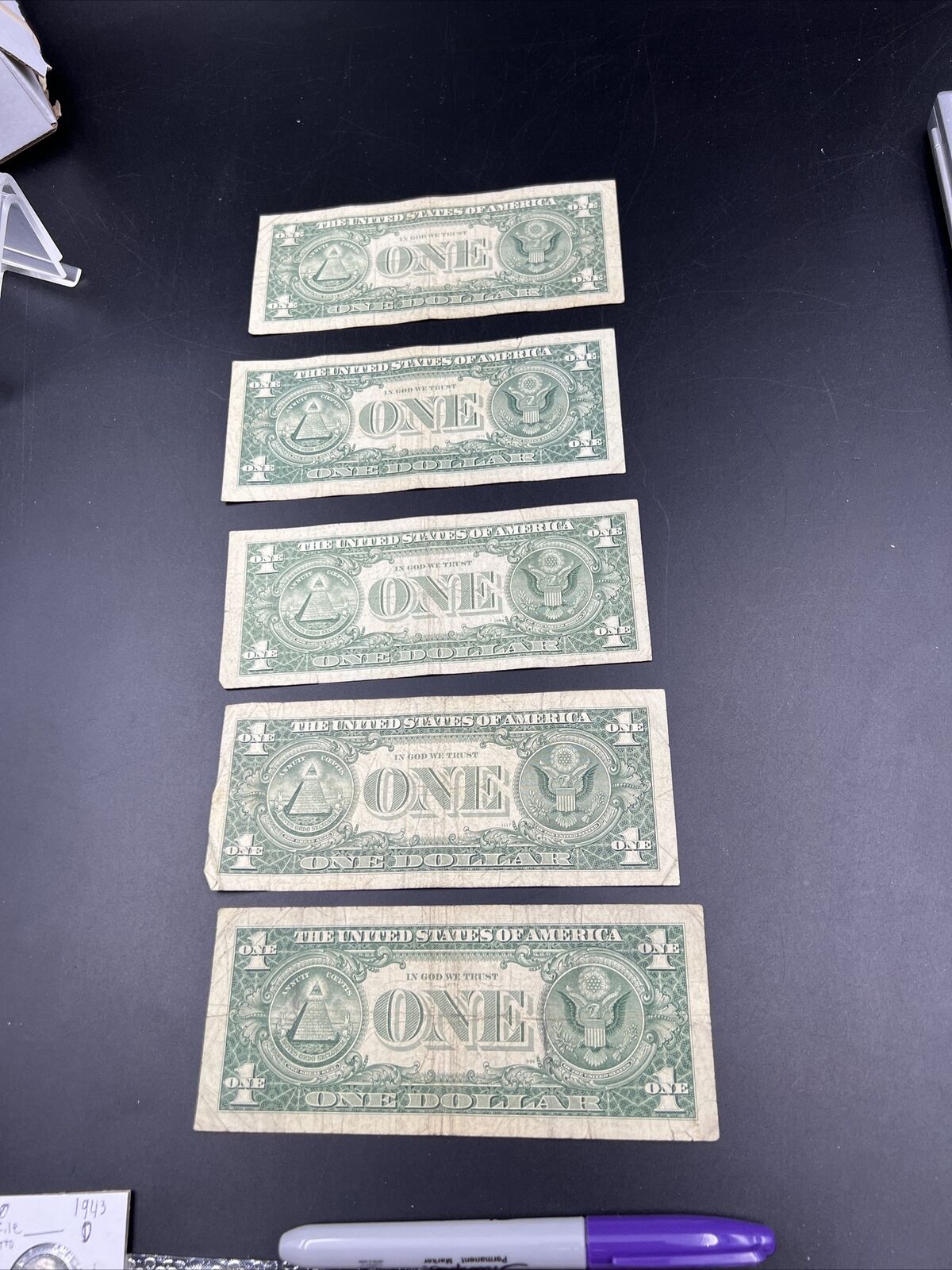 5 Note lot 1963 B $1 Barr Signature Federal Reserve Note FRN Green Seal G - VG 3