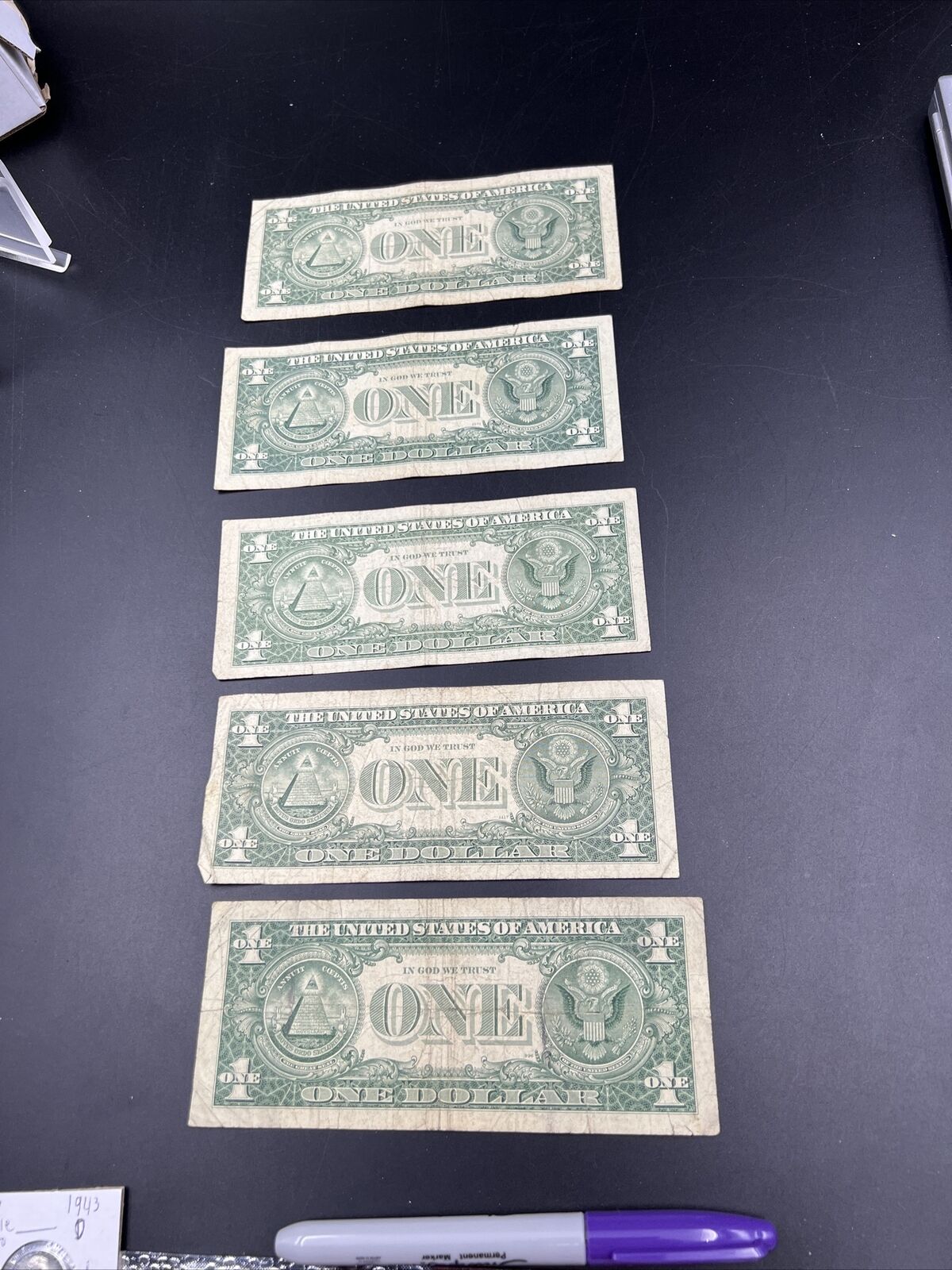 5 Note lot 1963 B $1 Barr Signature Federal Reserve Note FRN Green Seal G - VG 3