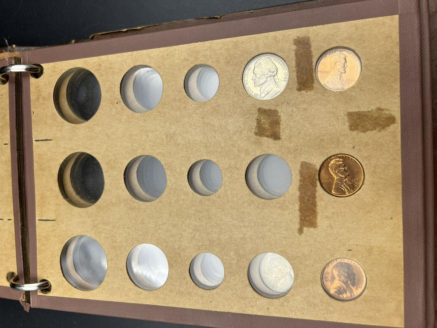 1940 - 1945 US 20 BU Coin Starter Set in Antique Wayte Raymond Album 1c 5c 10c