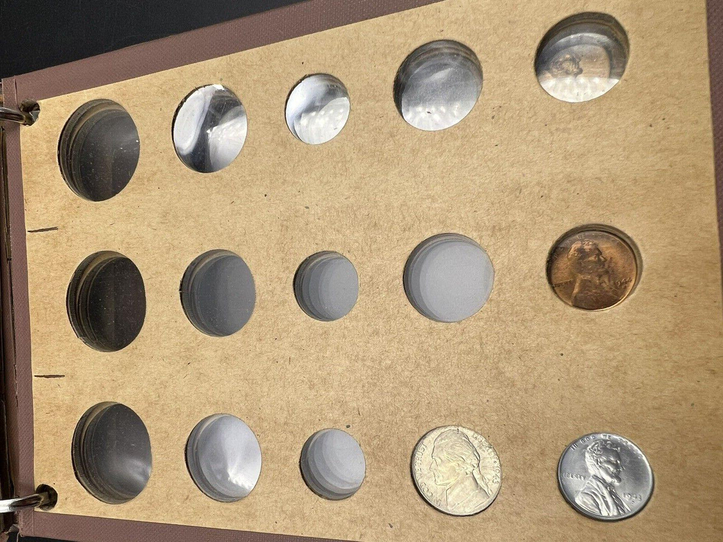 1940 - 1945 US 20 BU Coin Starter Set in Antique Wayte Raymond Album 1c 5c 10c
