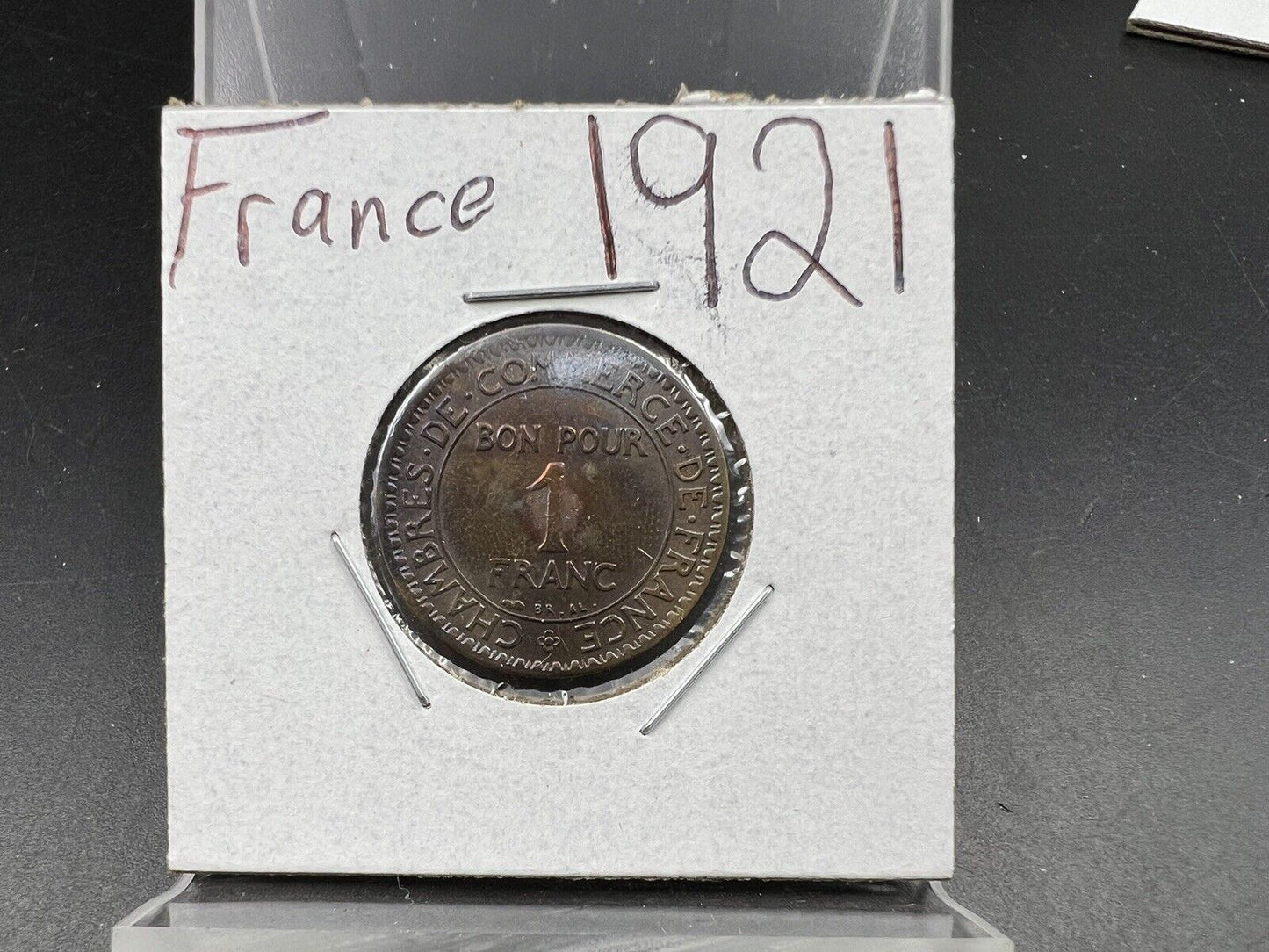 France 1921 One 1 Franc, Chamber of Commerce KM# 876 XF Neat Toning Toner