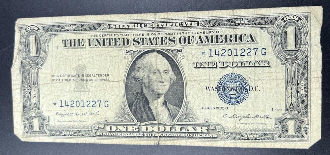 1935 G No Motto $1 Silver certificate Very Circ * Star Replacement Note