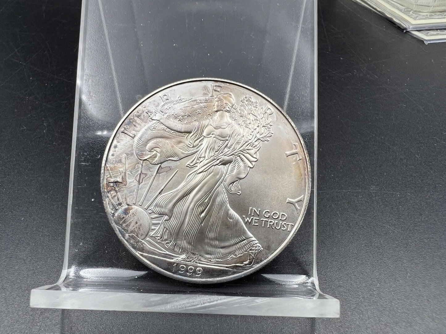 1999 1 oz .999 American Silver Eagle Coin ASE Gem BU Unc Neat Toning Toner