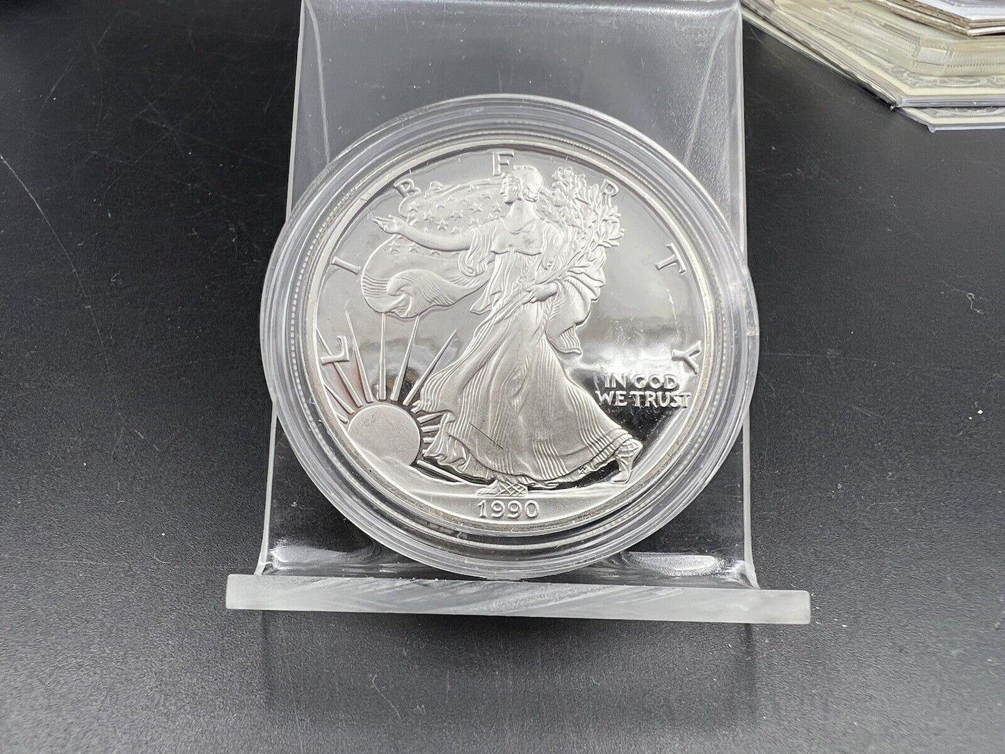 1990 Proof 1 oz .999 American Silver Eagle Coin Gem Uncirculated in Capsule