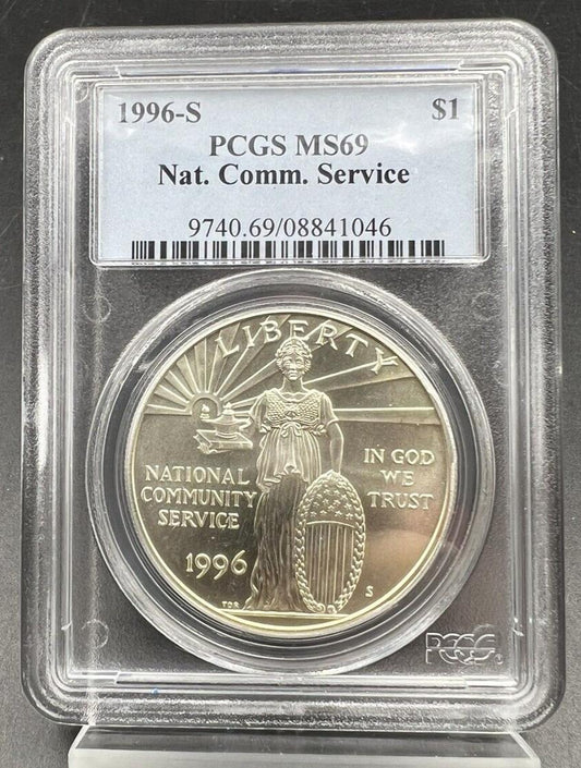 1996 S Community Service 90% Silver Commemorative Dollar PCGS MS69 GEM BU