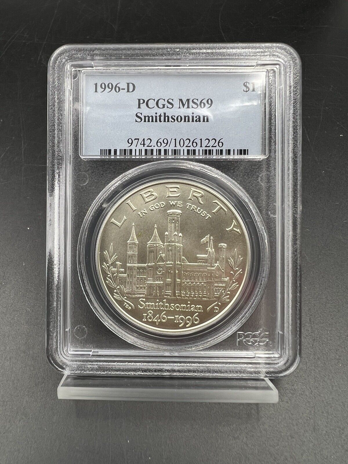1996 D Smithsonian 90% Silver Commemorative Dollar PCGS MS69 GEM BU