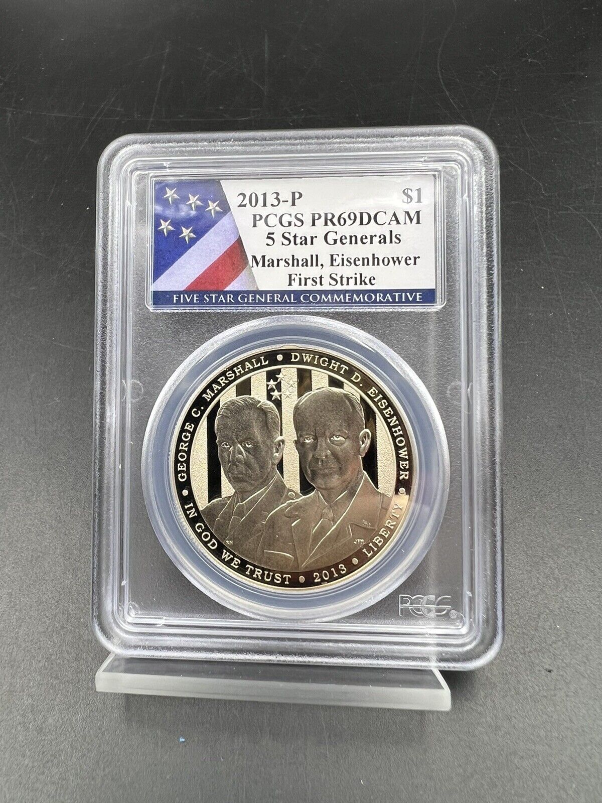 2013 P 5 Star Generals 90% Silver Commemorative Dollar PCGS PR69 DCAM Proof