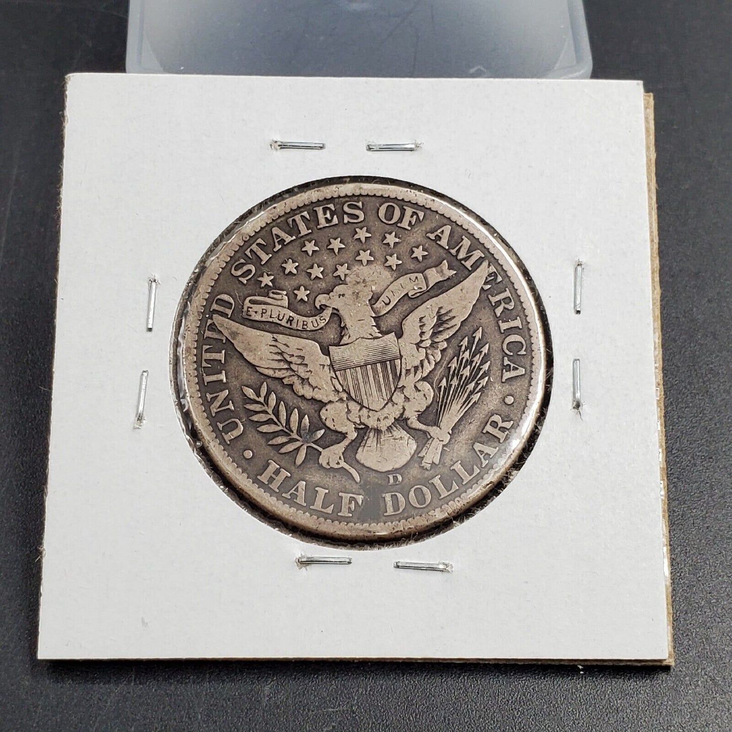 1912 D Barber Silver Half Dollar 50c Coin Counterstamp Counterstamped Fine Circ